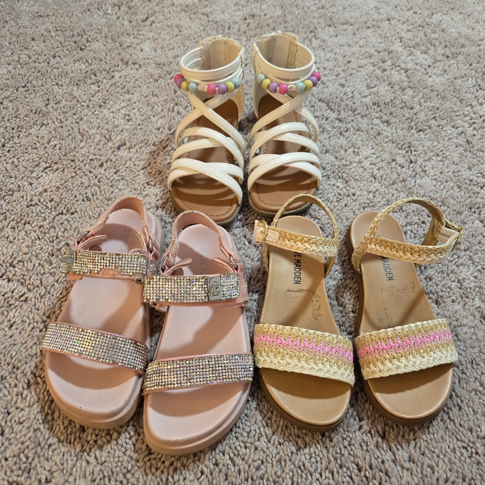 Steve Madden Kids Sandals - Cream, Pink, and Tan